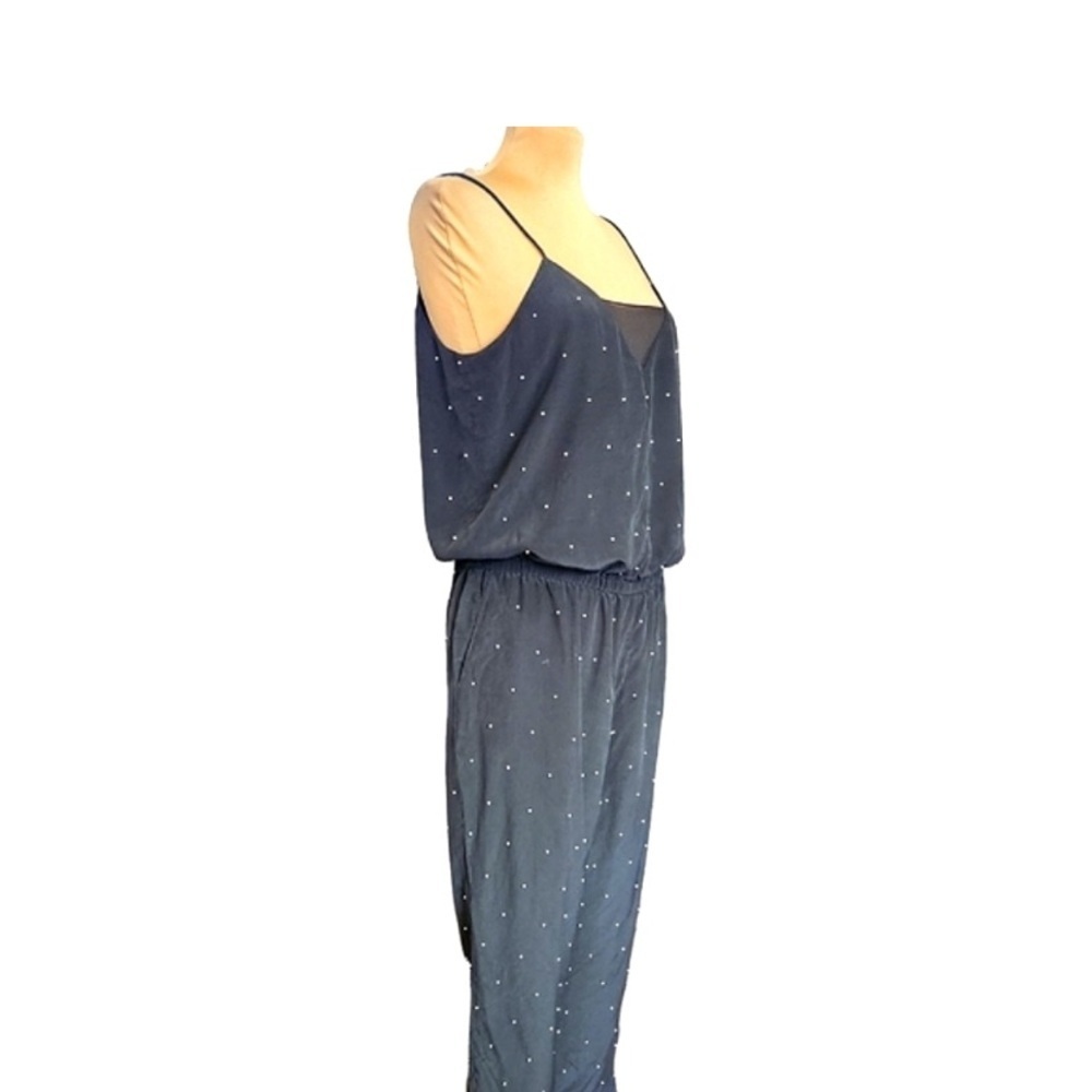 CLUB MONACO Lana hand beaded pearled silk jumpsuit with spaghetti straps size 00 - Picture 8 of 14